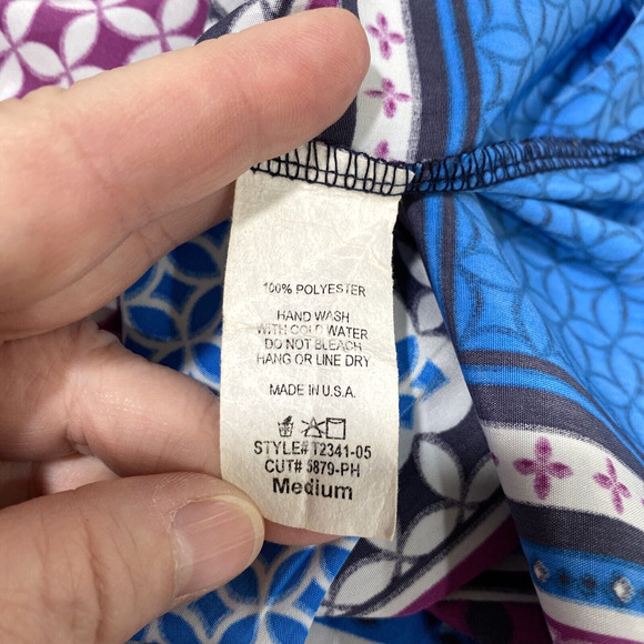 41 Hawthorn Sleeveless Top Blouse Size M Multicolor Geometric Blue Pink Purple - Picture 7 of 7